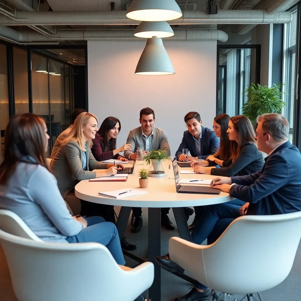 Internationaal marketingteam tijdens een samenwerkingssessie in Rotterdam